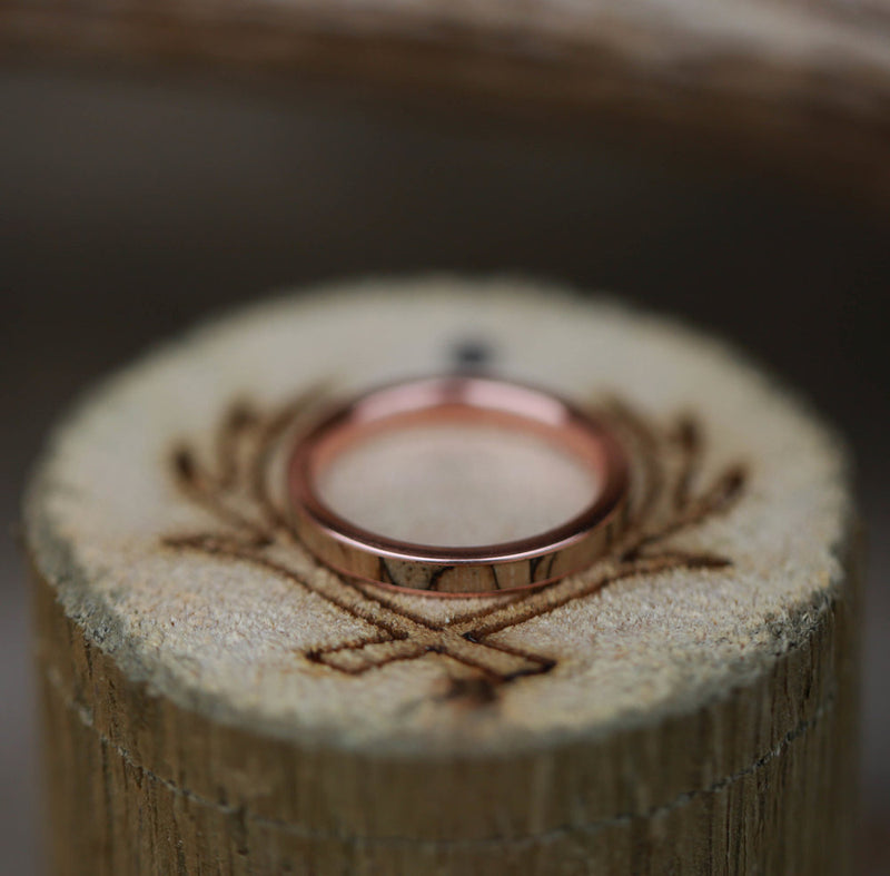 SPALTED MAPLE SET IN 14K GOLD WEDDING BAND (available in 14K white, rose or yellow gold) - Staghead Designs - Antler Rings By Staghead Designs