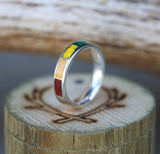 WOMEN'S SILVER WEDDING BAND WITH SUGULITE, TURQUOISE, MALACHITE, ORPIMENT & JASPER (available in silver and 14K rose, yellow, or white gold) - Staghead Designs - Antler Rings By Staghead Designs