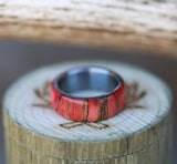 "HAVEN" - RED DYED SPALTED MAPLE WEDDING BAND - READY TO SHIP-5