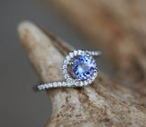 TANZANITE & DIAMOND ACCENT ENGAGEMENT RING (available in 14K white gold) - Staghead Designs - Antler Rings By Staghead Designs