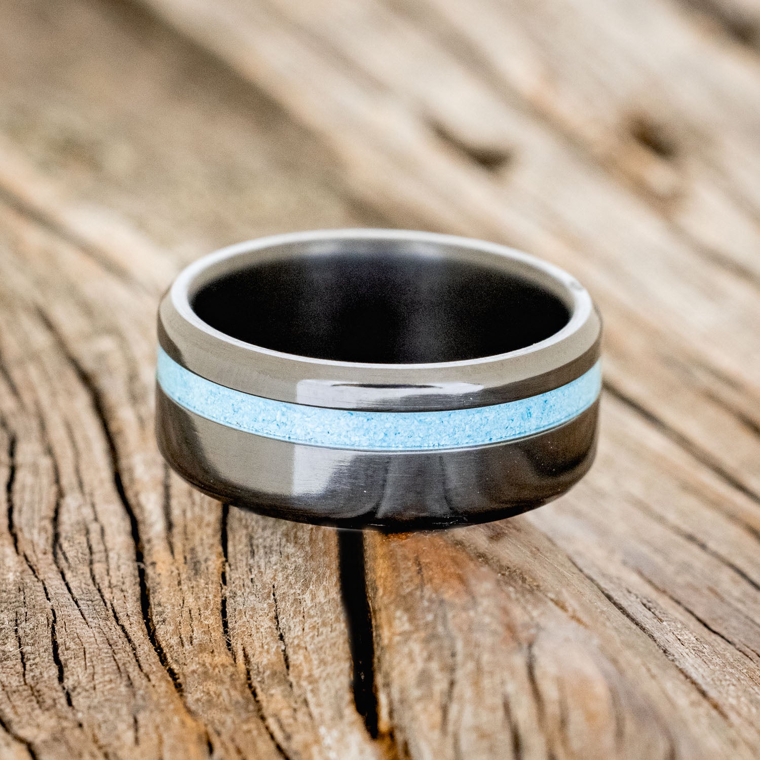 "VERTIGO" - MATCHING SET OF TURQUOISE WEDDING BANDS-20
