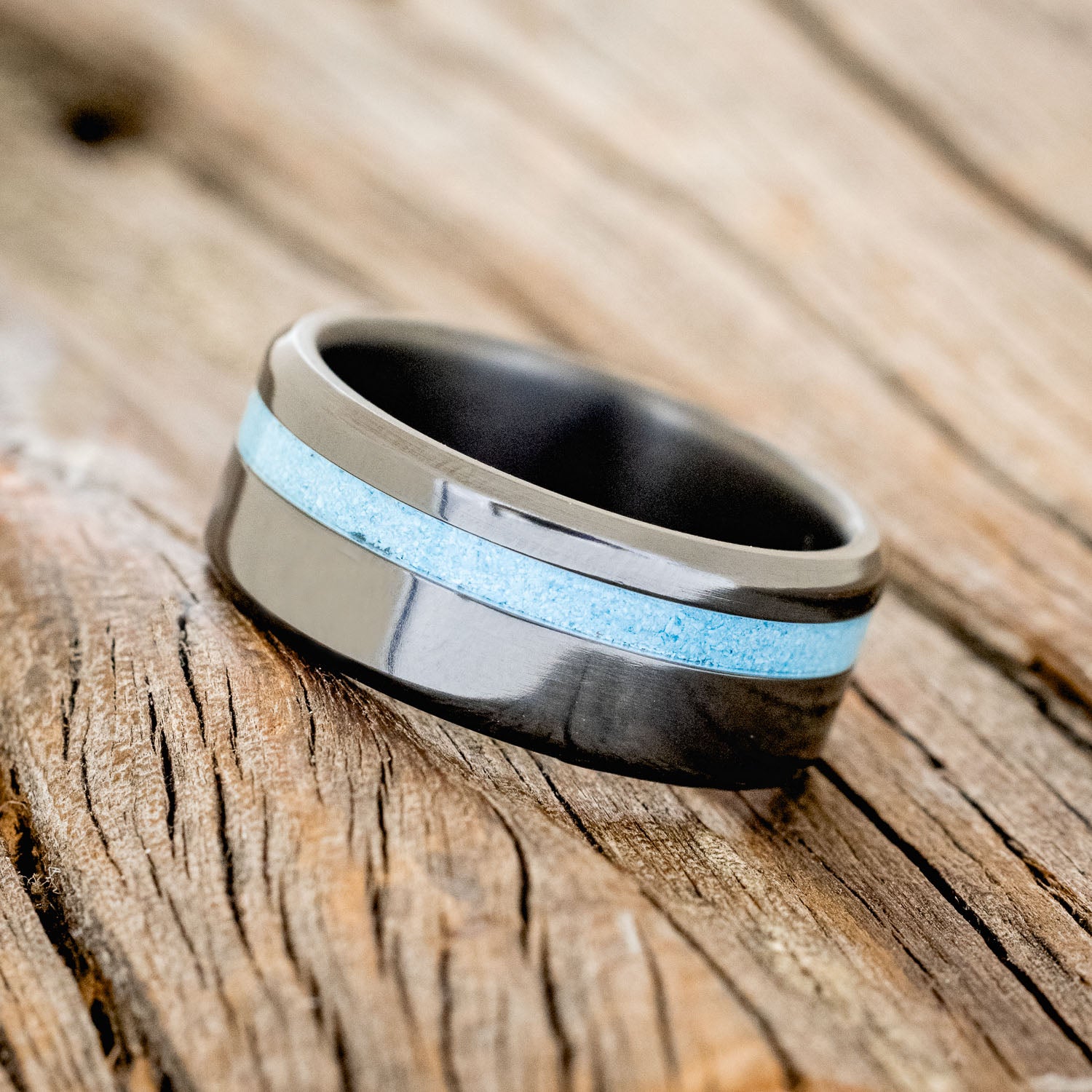 "VERTIGO" - MATCHING SET OF TURQUOISE WEDDING BANDS-19