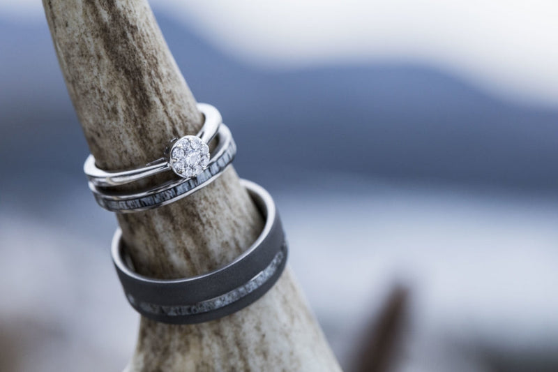 ELK ANTLER STACKING WEDDING BAND (available in titanium, silver, black zirconium, damascus steel & 14K white, rose or yellow gold) - Staghead Designs - Antler Rings By Staghead Designs