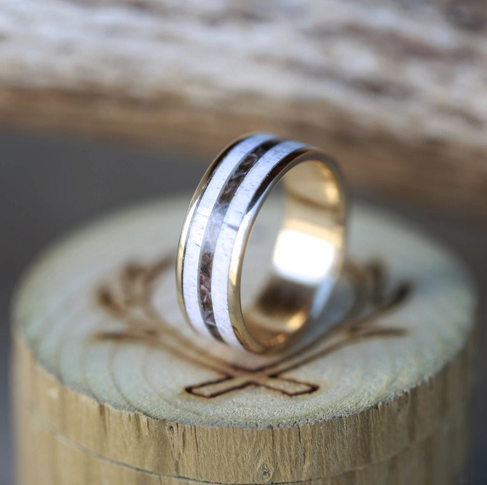 "RAINIER" - ELK ANTLER & CAMO WEDDING BAND-10