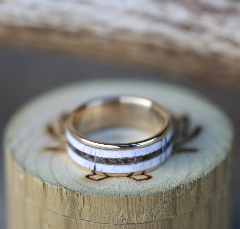 "RAINIER" - ELK ANTLER & CAMO WEDDING BAND-11