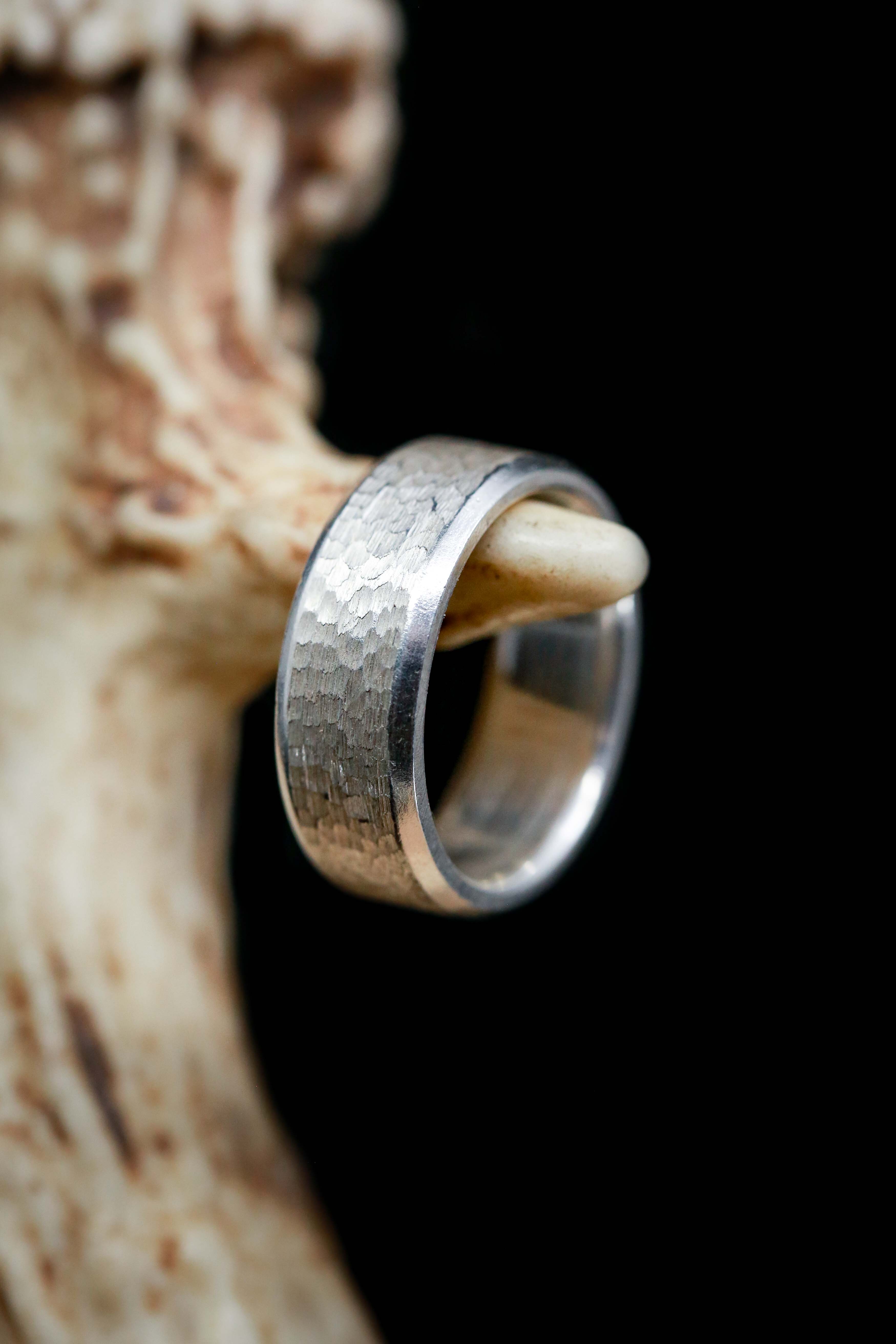 SOLID METAL WEDDING BAND WITH HAMMERED FINISH-13