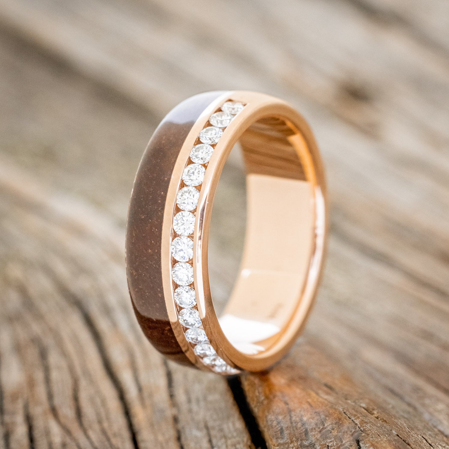 Koa Wood & Diamond Accent Men's Wedding Band | Staghead Designs