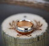 KOA WOOD AND DIAMONDS SET ON 14K GOLD WEDDING BAND (available in 14K white, rose, or yellow gold) - Staghead Designs - Antler Rings By Staghead Designs