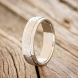 "SEDONA" - RAISED HAMMERED CENTER WEDDING RING FEATURING A 14K GOLD BAND-1