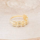 14K GOLD LEAF RING WITH DIAMOND ACCENTS