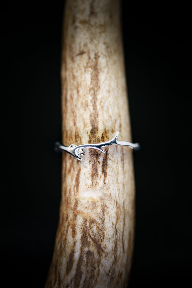 "ARTEMIS" STACKER - 14K GOLD TWIG/ANTLER STYLE STACKING BAND WITH BIRTHSTONE(available in 14K rose, white & yellow gold) - Staghead Designs - Antler Rings By Staghead Designs
