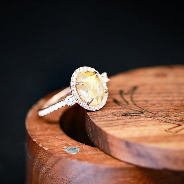 Mahogany and Moissanite Wood Engagement Ring - Wooden Rings