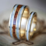 "RIO" - MATCHING SET OF 14K GOLD & ANTLER WEDDING BANDS (available in 14K white, rose or yellow gold) - Staghead Designs - Antler Rings By Staghead Designs