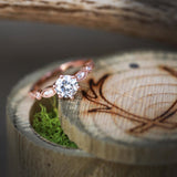 1ct MOISSANITE RING WITH DIAMOND ACCENTS ON 14K GOLD BAND (available in 14K rose, yellow, or white gold) - Staghead Designs - Antler Rings By Staghead Designs