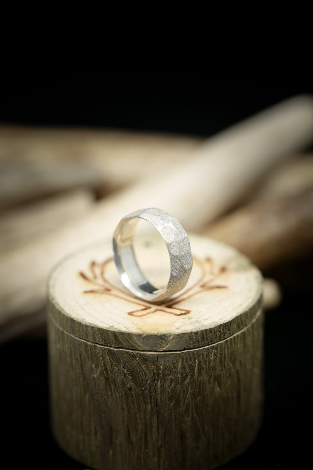 FACETED WEDDING RING WITH A SANDBLASTED FINISH-11