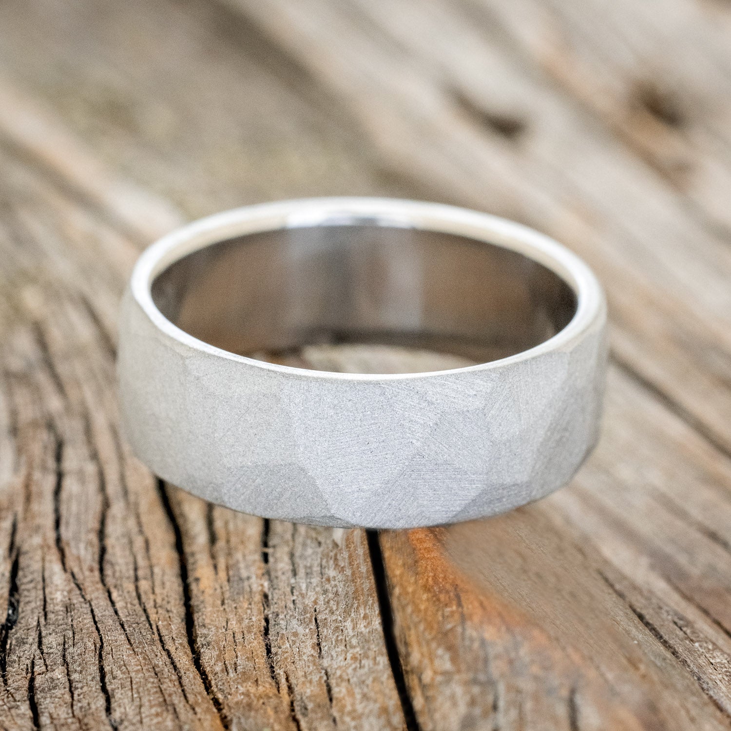 FACETED WEDDING RING WITH A SANDBLASTED FINISH - READY TO SHIP-3
