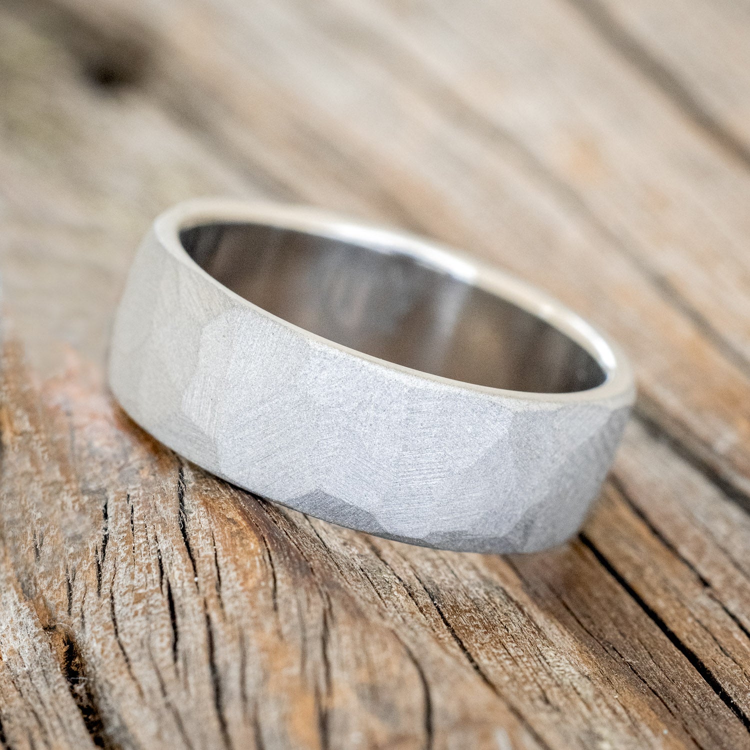 FACETED WEDDING RING WITH A SANDBLASTED FINISH - READY TO SHIP-2