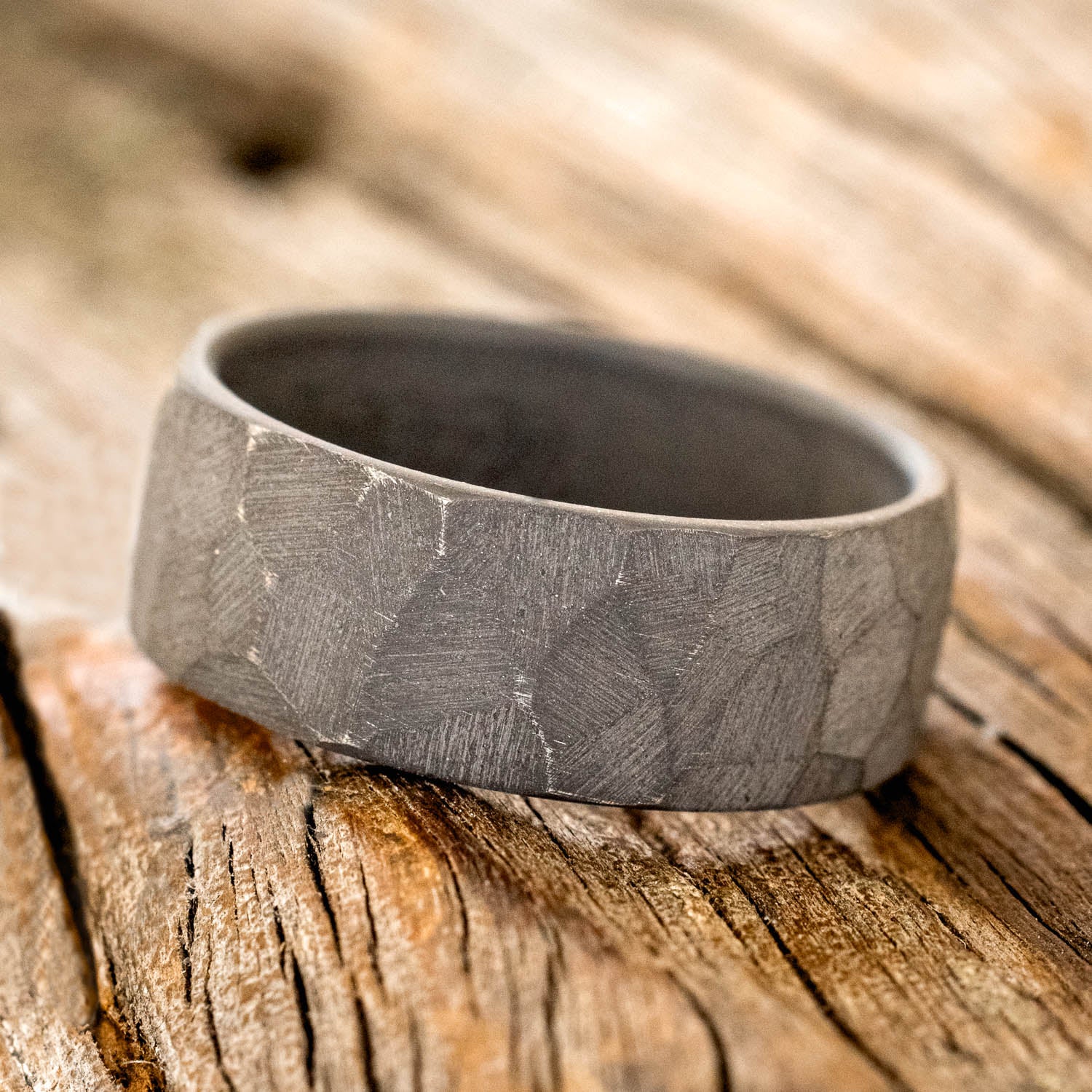 FACETED TITANIUM RING WITH A STONE-WASH FINISH-5
