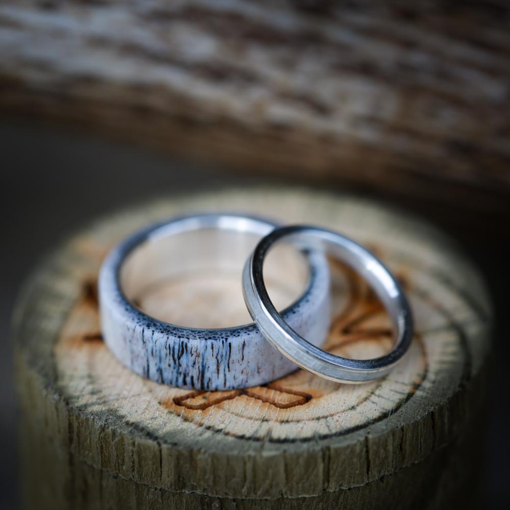 "HAVEN" - MATCHING SET OF ELK ANTLER WEDDING BANDS-13
