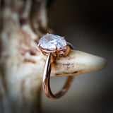 14K GOLD 5 PRONG ENGAGEMENT RING WITH A 2ct PEAR SHAPED MOISSANITE STONE (available in 14K rose, white or yellow gold) - Staghead Designs - Antler Rings By Staghead Designs