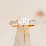 "EOTA" - PRINCESS CUT MOISSANITE ENGAGEMENT RING WITH FIRE & ICE OPAL INLAYS-1