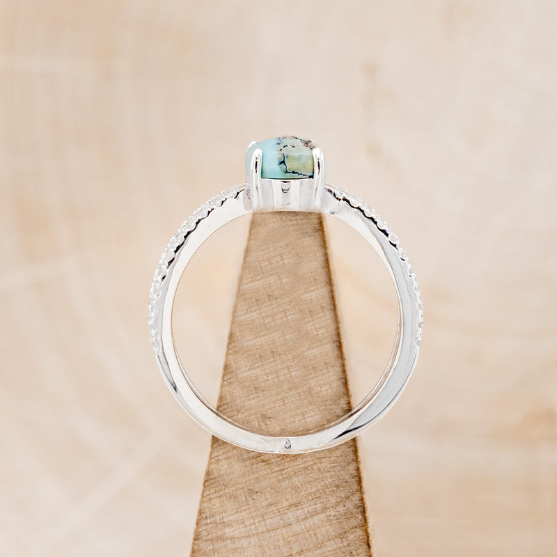 "ANASTASIA" - OVAL TURQUOISE ENGAGEMENT RING WITH DIAMOND ACCENTS