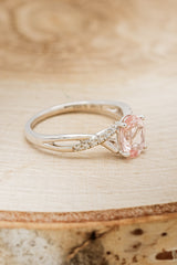 "ROSLYN" - OVAL MORGANITE ENGAGEMENT RING WITH DIAMOND ACCENTS - READY TO SHIP
