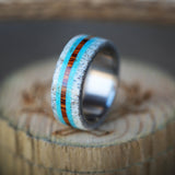 "CANYON" - ANTLER, TURQUOISE & IRONWOOD WEDDING BAND - READY TO SHIP-1