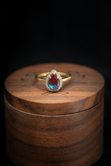 "CLARISS" - PEAR-SHAPED LAB-GROWN ALEXANDRITE ENGAGEMENT RING SET WITH DIAMOND ACCENTS & STACKER