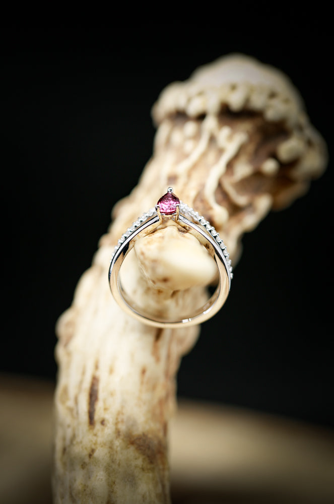 WOMEN'S ENGAGEMENT RING WITH PINK TOURMALINE AND DIAMONDS (available in 14K white, yellow & rose gold) - Staghead Designs - Antler Rings By Staghead Designs