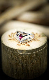 WOMEN'S ENGAGEMENT RING WITH PINK TOURMALINE AND DIAMONDS (available in 14K white, yellow & rose gold) - Staghead Designs - Antler Rings By Staghead Designs