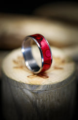"RAINIER" WEDDING RING WITH RED PATINA COPPER ON TITANIUM BASE (available in titanium, silver, black zirconium, damascus steel & 14K white, rose, or yellow gold) - Staghead Designs - Antler Rings By Staghead Designs