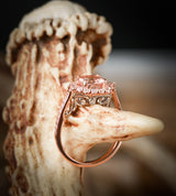 "OPHELIA" IN MORGANITE & TWO-TONE 14K GOLD ENGAGEMENT RING (available in 14K white, yellow & rose gold) - Staghead Designs - Antler Rings By Staghead Designs