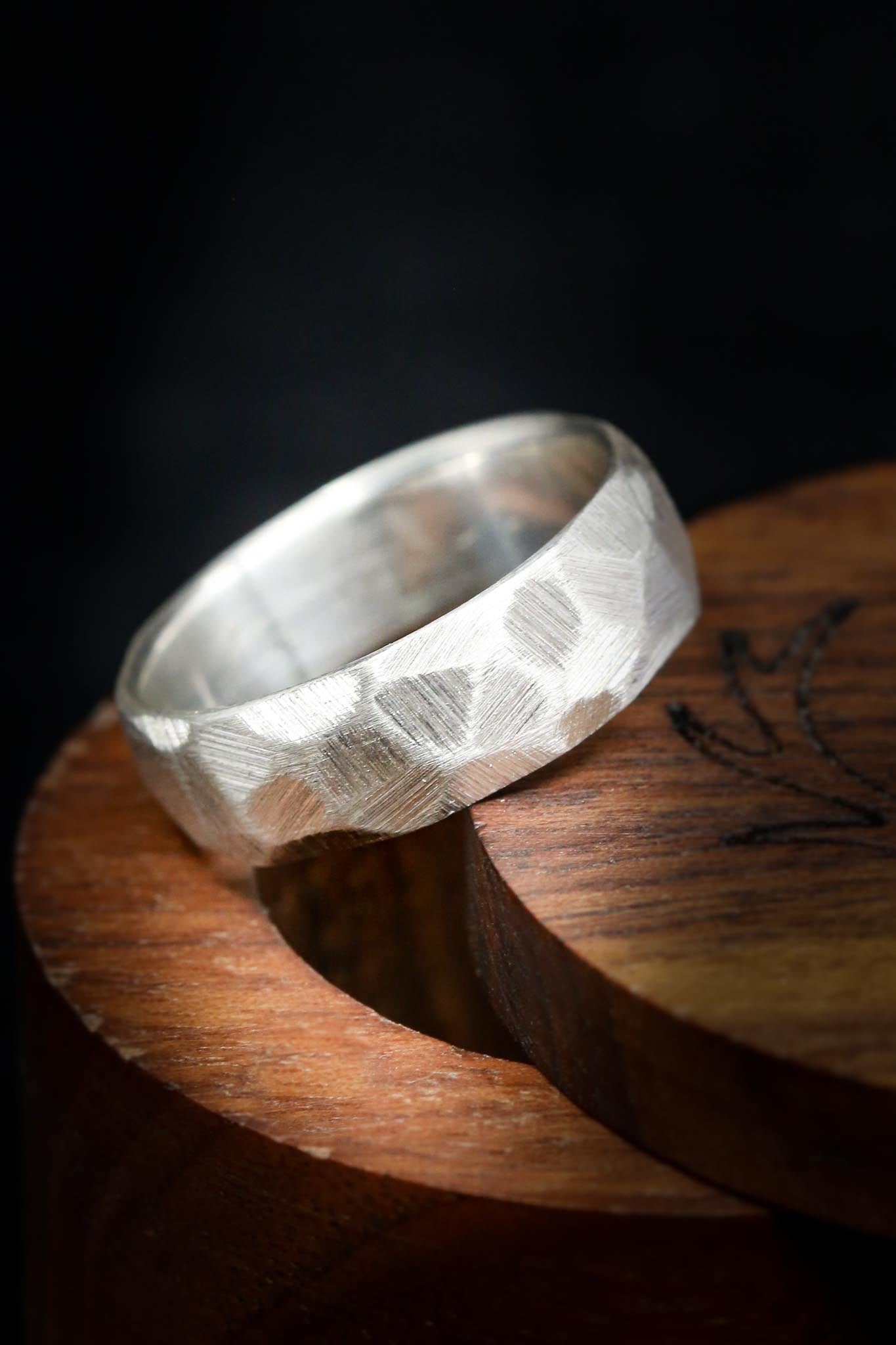 FACETED BLACK ZIRCONIUM RING WITH A TEXTURED FINISH-6