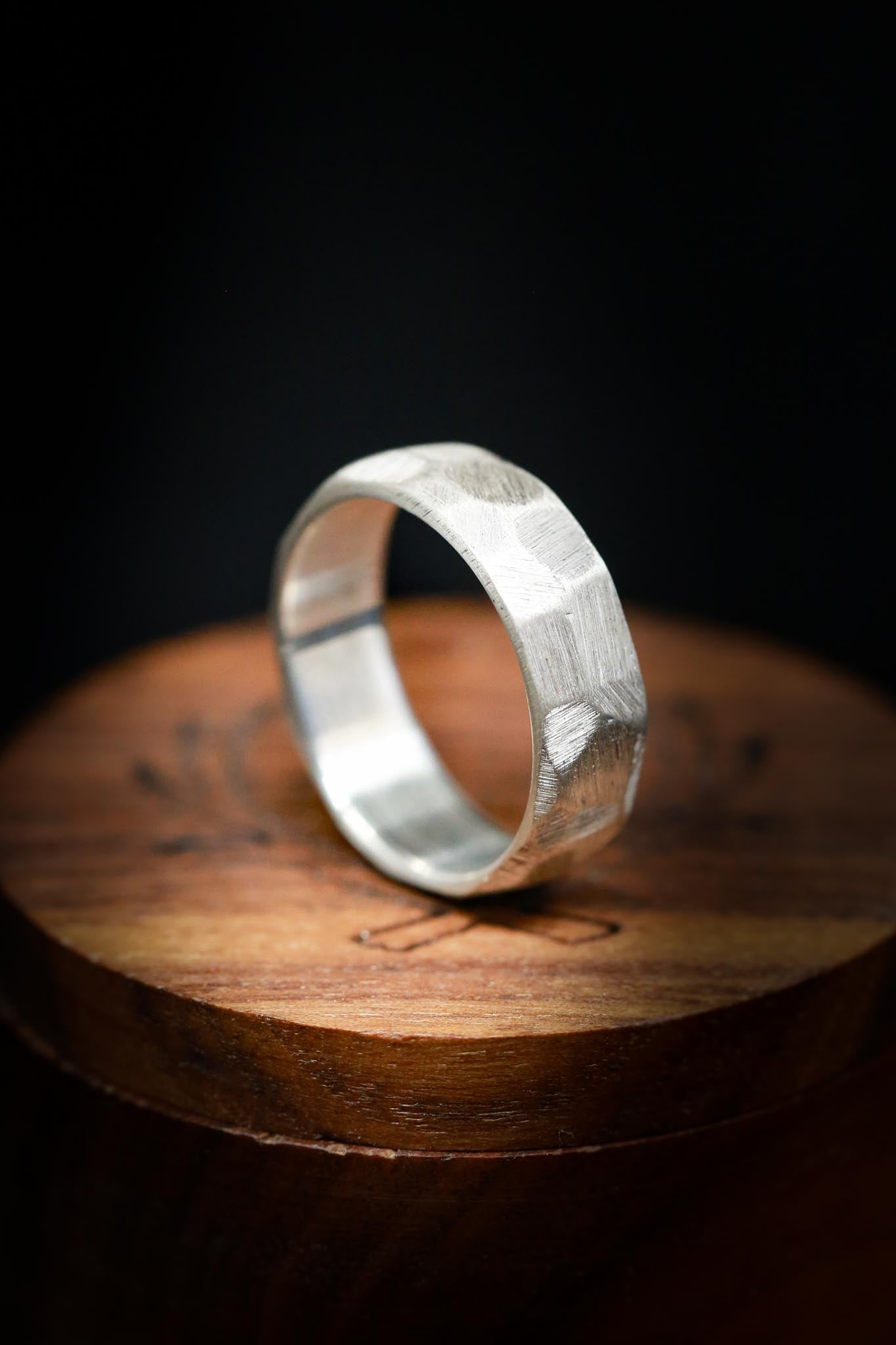 FACETED BLACK ZIRCONIUM RING WITH A TEXTURED FINISH-5