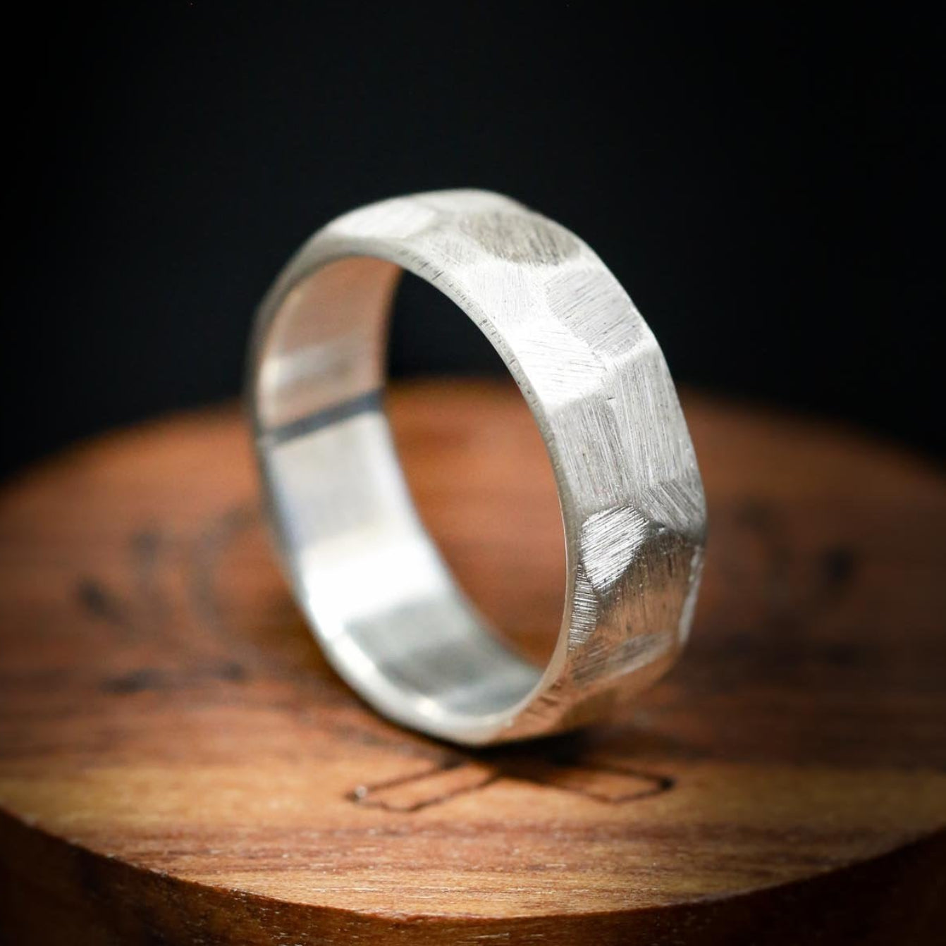 FACETED WEDDING RING WITH TEXTURED FINISH-15