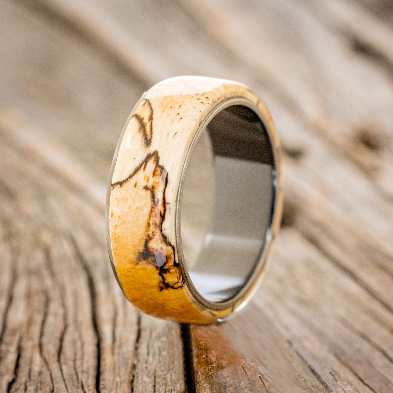 "HAVEN" - SPALTED MAPLE WEDDING RING-7