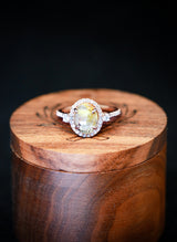 "KB" ENGAGEMENT RING WITH RUTILATED QUARTZ AND DIAMOND ACCENTS (available in 14K rose, white, or yellow gold) - Staghead Designs - Antler Rings By Staghead Designs