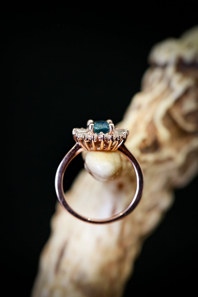 "BELLADONNA" - 14K GOLD WEDDING BAND SET WITH A MONTANA SAPPHIRE & DIAMOND STACKING RING (available in 14K rose, yellow and white gold) - Staghead Designs - Antler Rings By Staghead Designs