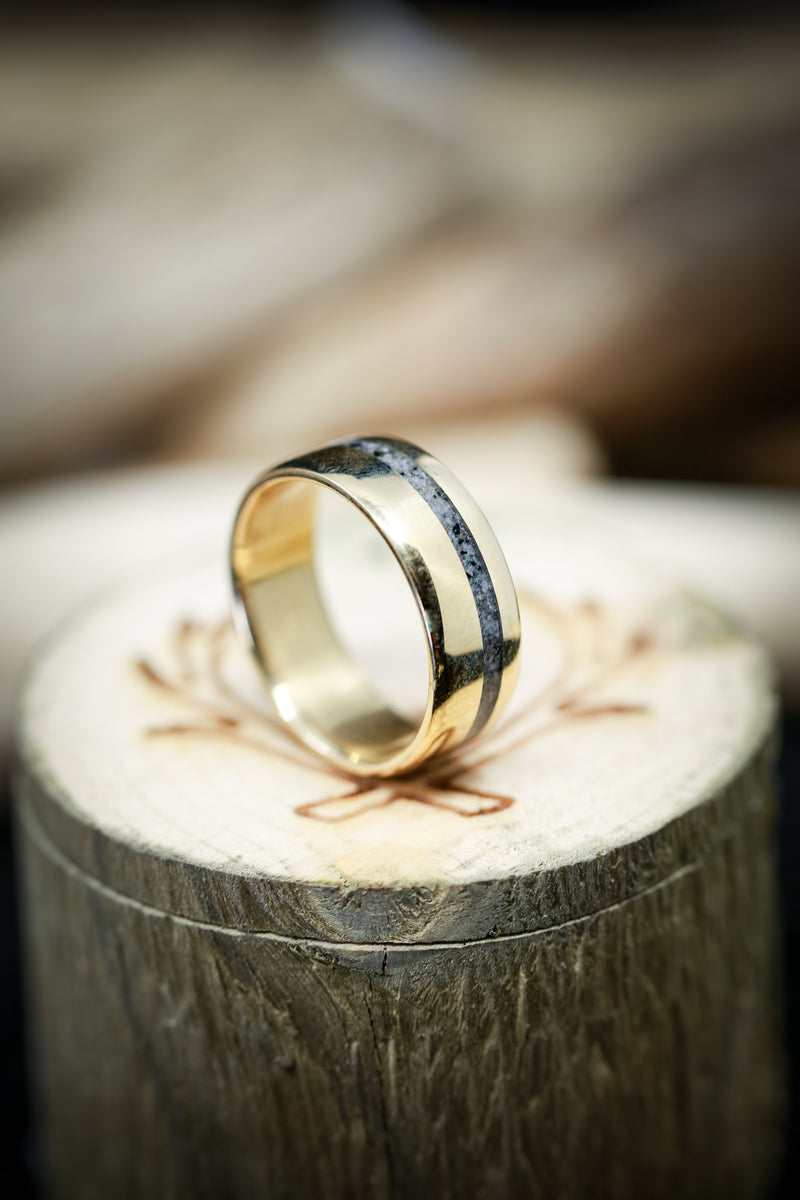 "VERTIGO" IN 14K GOLD WITH GRANITE INLAY (available in 14K white, rose, or yellow gold) - Staghead Designs - Antler Rings By Staghead Designs
