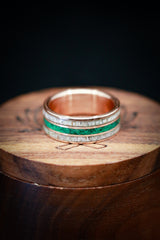 Malachite Stone And Antler Ring Gold Mens Wedding Band - Staghead Designs