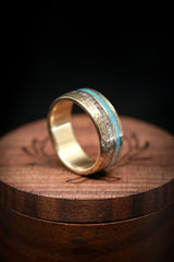 "COSMO" - ANTLER & TURQUOISE WEDDING RING WITH A HAMMERED FINISH-10