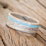 "COSMO" - ANTLER & TURQUOISE WEDDING BAND - READY TO SHIP-5