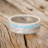 "COSMO" - ANTLER & TURQUOISE WEDDING BAND - READY TO SHIP-6