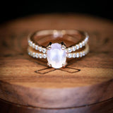 "ANASTASIA" - OVAL MOONSTONE ENGAGEMENT RING WITH DIAMOND ACCENTS-7