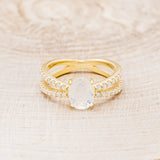 "ANASTASIA" - OVAL MOONSTONE ENGAGEMENT RING WITH DIAMOND ACCENTS-4