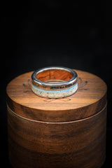 "ELEMENT" - PATINA COPPER, ANTLER & TURQUOISE WEDDING RING WITH IRONWOOD LINING - READY TO SHIP-10