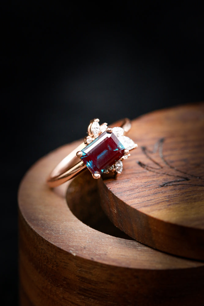 "AURAE" - EMERALD CUT LAB-GROWN ALEXANDRITE ENGAGEMENT RING WITH DIAMOND ACCENTS-13