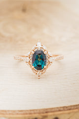 "NORTH STAR" - OVAL LAB-GROWN ALEXANDRITE ENGAGEMENT RING WITH DIAMOND HALO - EXPEDITED-4