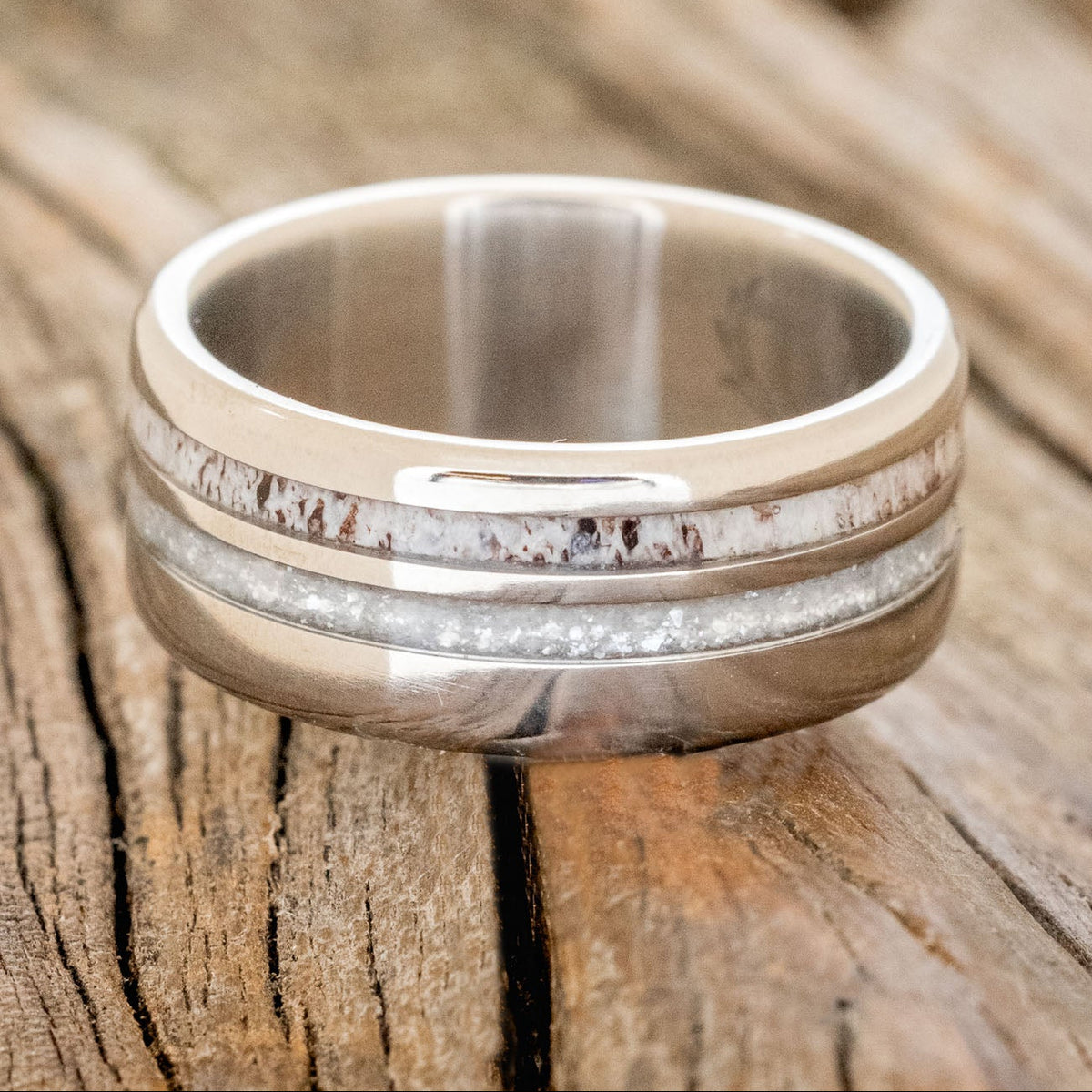 "COSMO" - DIAMOND DUST & ANTLER WEDDING BAND-3